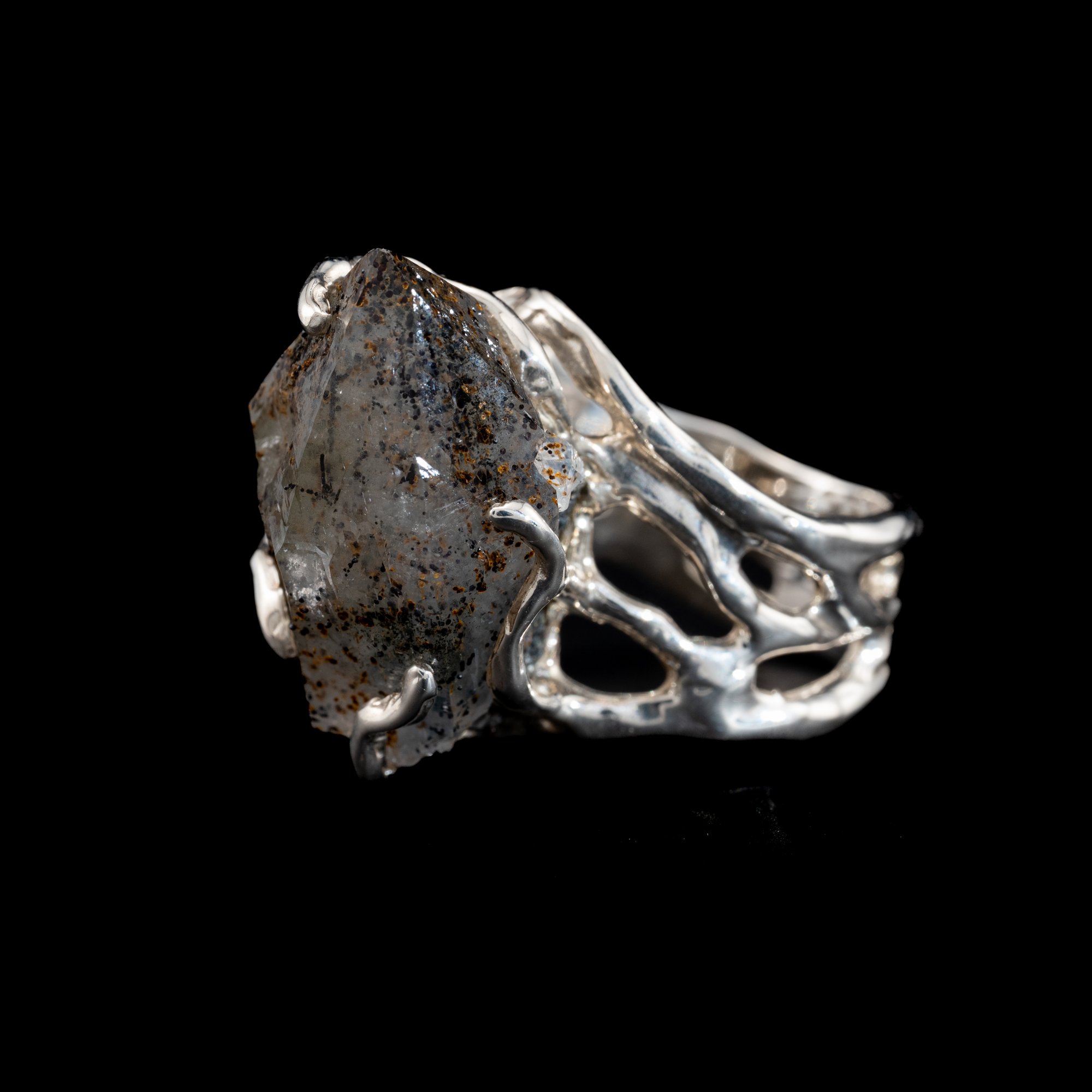 Каблучка з кварцом празем - зображення 2