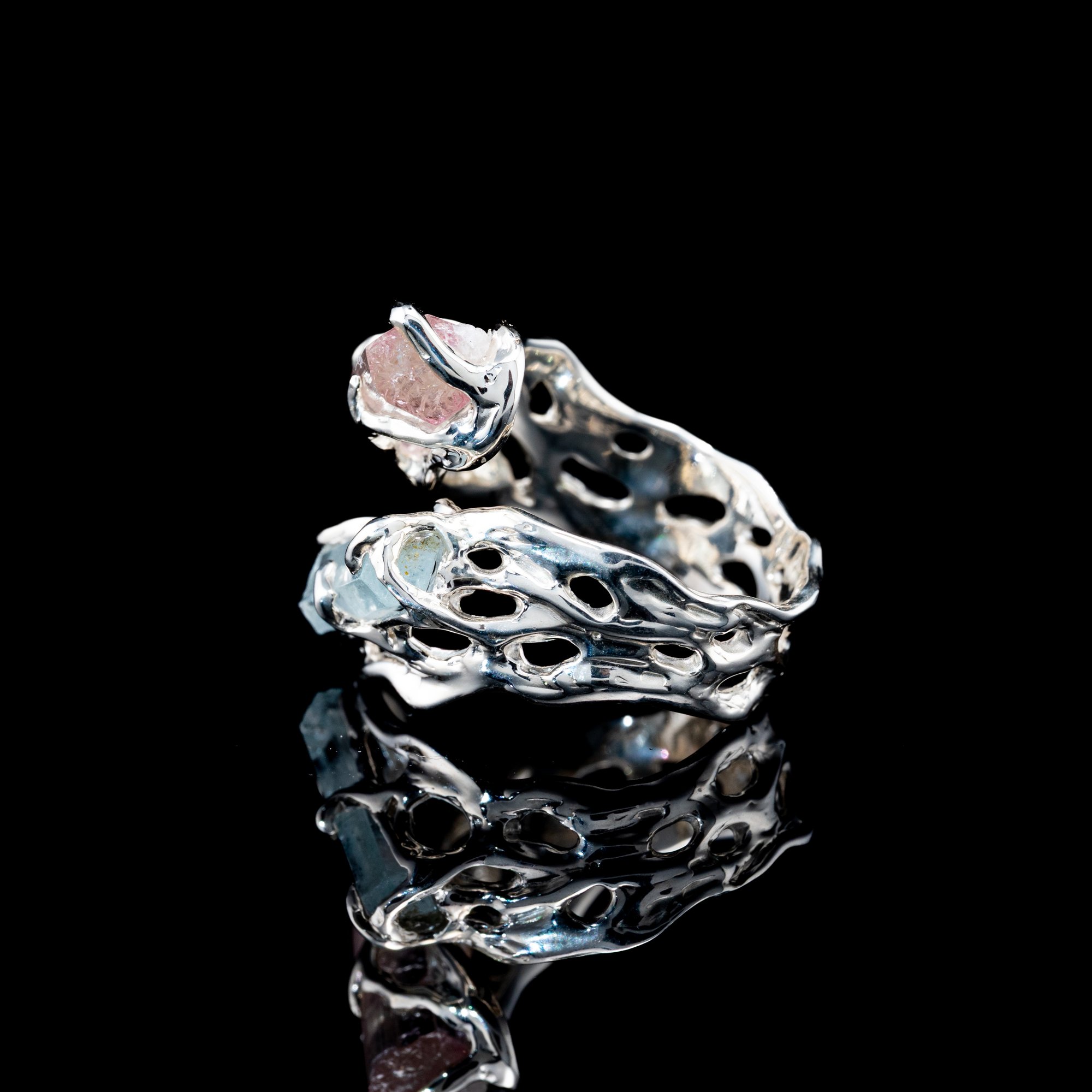 Каблучка з аквамарином та рубелітом - зображення 4