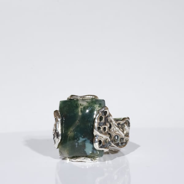 Каблучка з моховим агатом