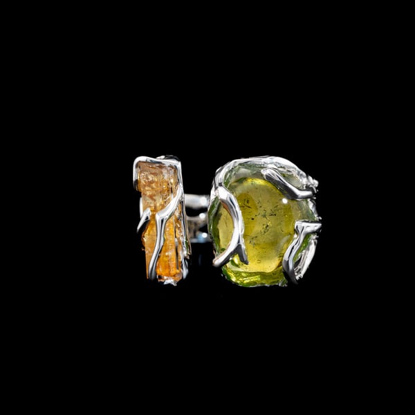 Каблучка з геліодором та турмаліном