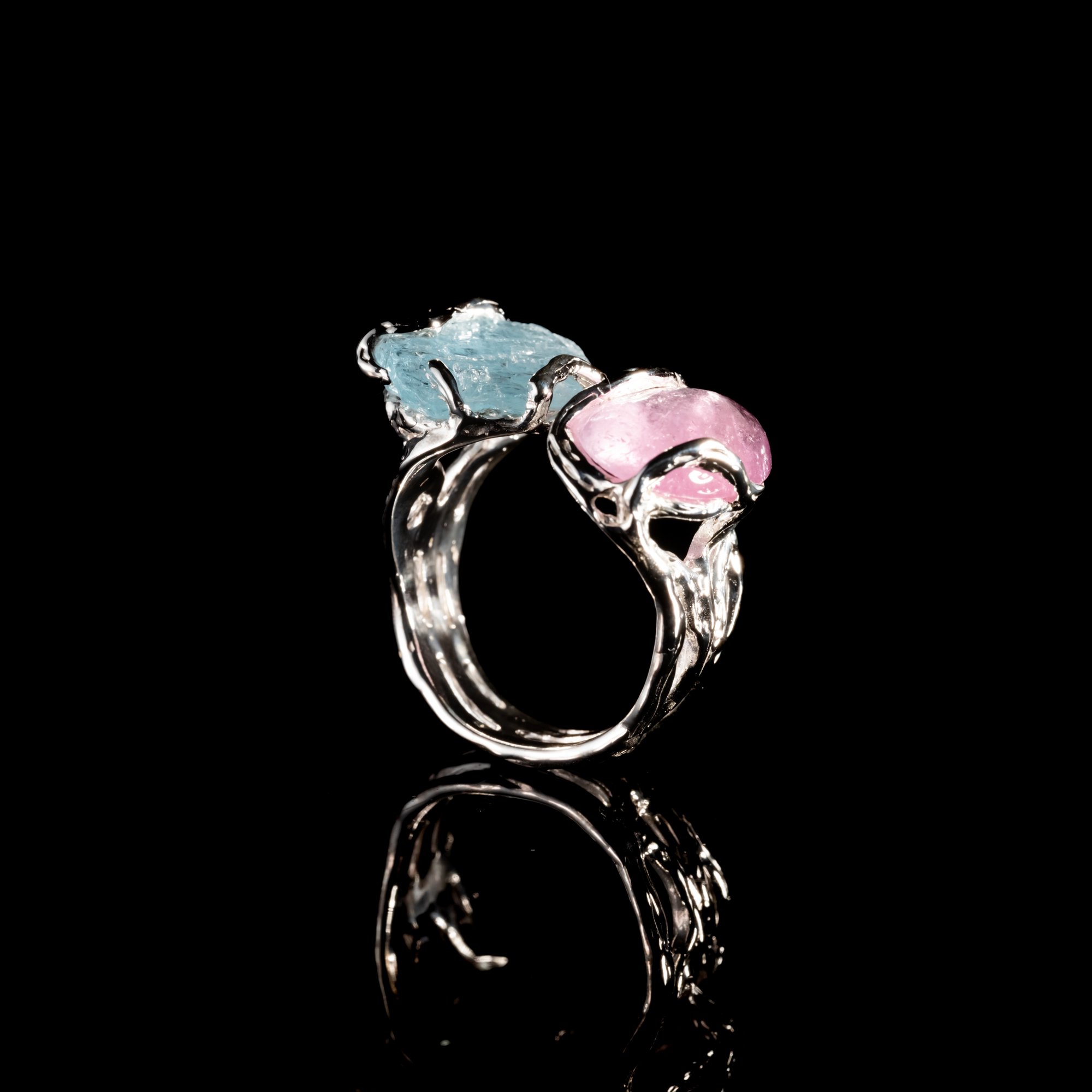 Каблучка з турмаліном та аквамарином - зображення 4