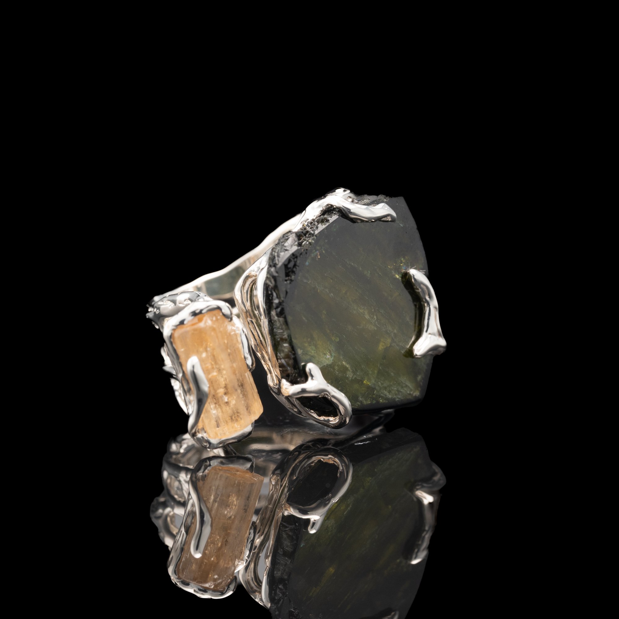 Каблучка з турмаліном та топазом імперіалом - зображення 2