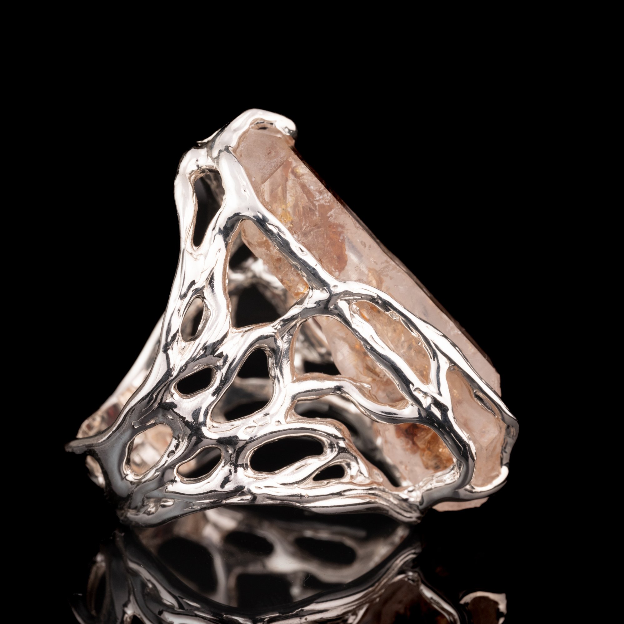 Каблучка з нафтовим кварцом та цирконом - зображення 3