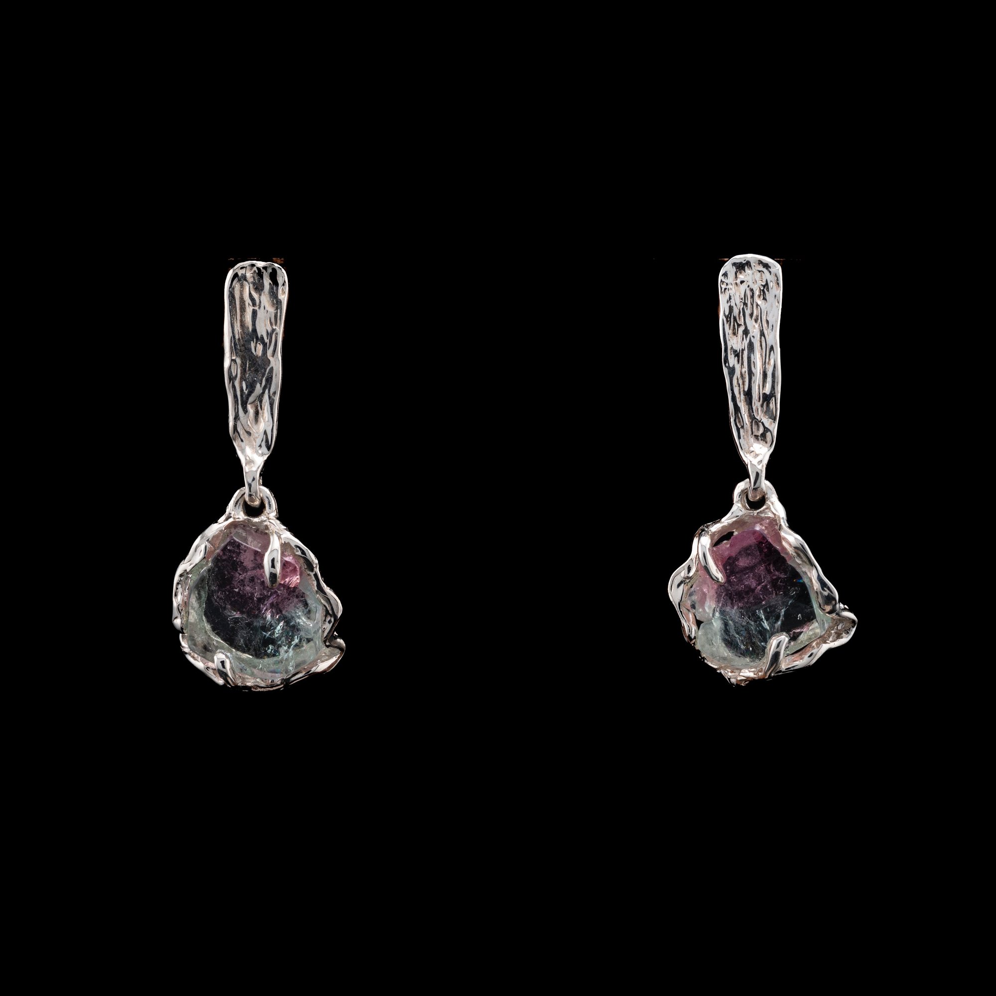 Сережки з кавуновим турмаліном