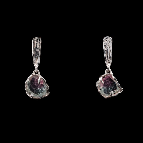 Сережки з кавуновим турмаліном