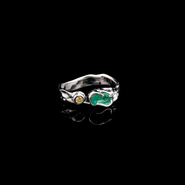 Каблучка зі смарагдом і сапфіром
