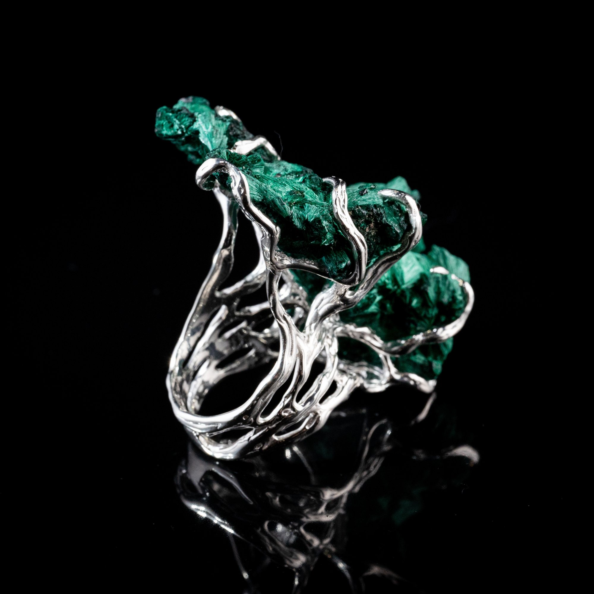 Каблучка з плісовим малахітом - зображення 4