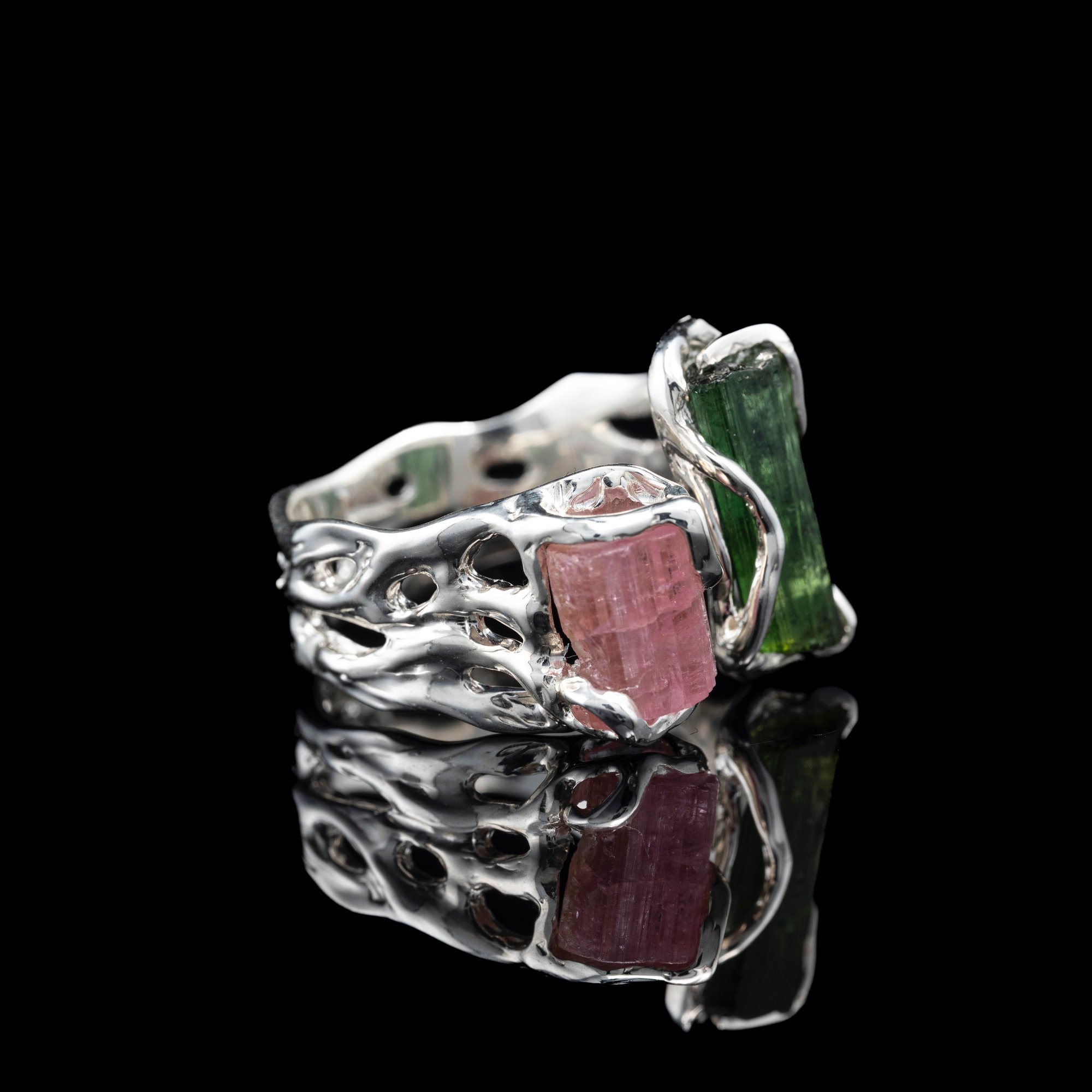 Каблучка з верделітом та рубелітом - зображення 3