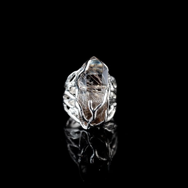 Каблучка з рутилованим кварцом