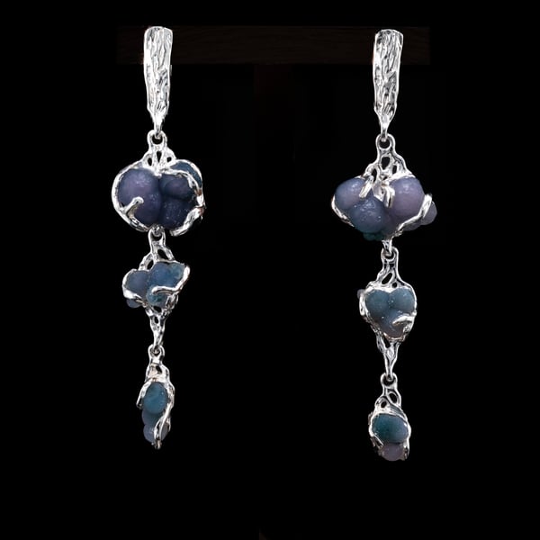Earrings with Grape Chalcedony