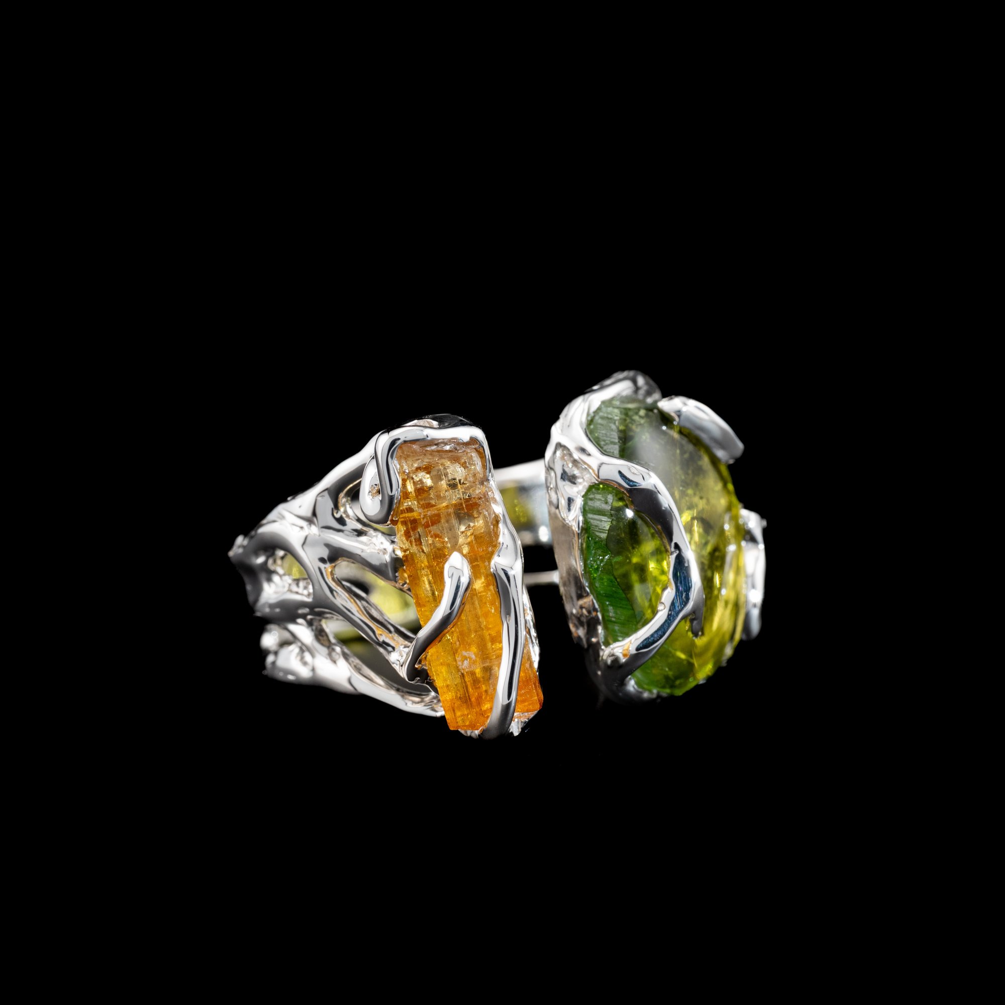 Каблучка з геліодором та турмаліном - зображення 3