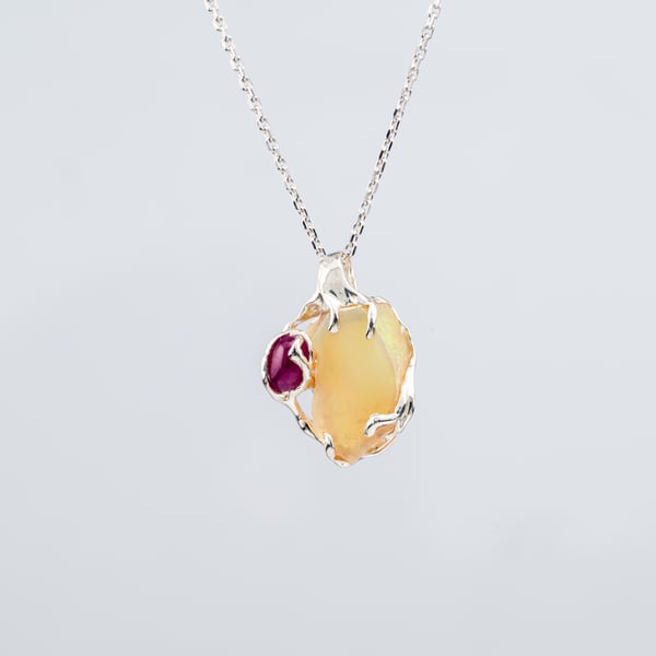 Opal and Ruby Pendant