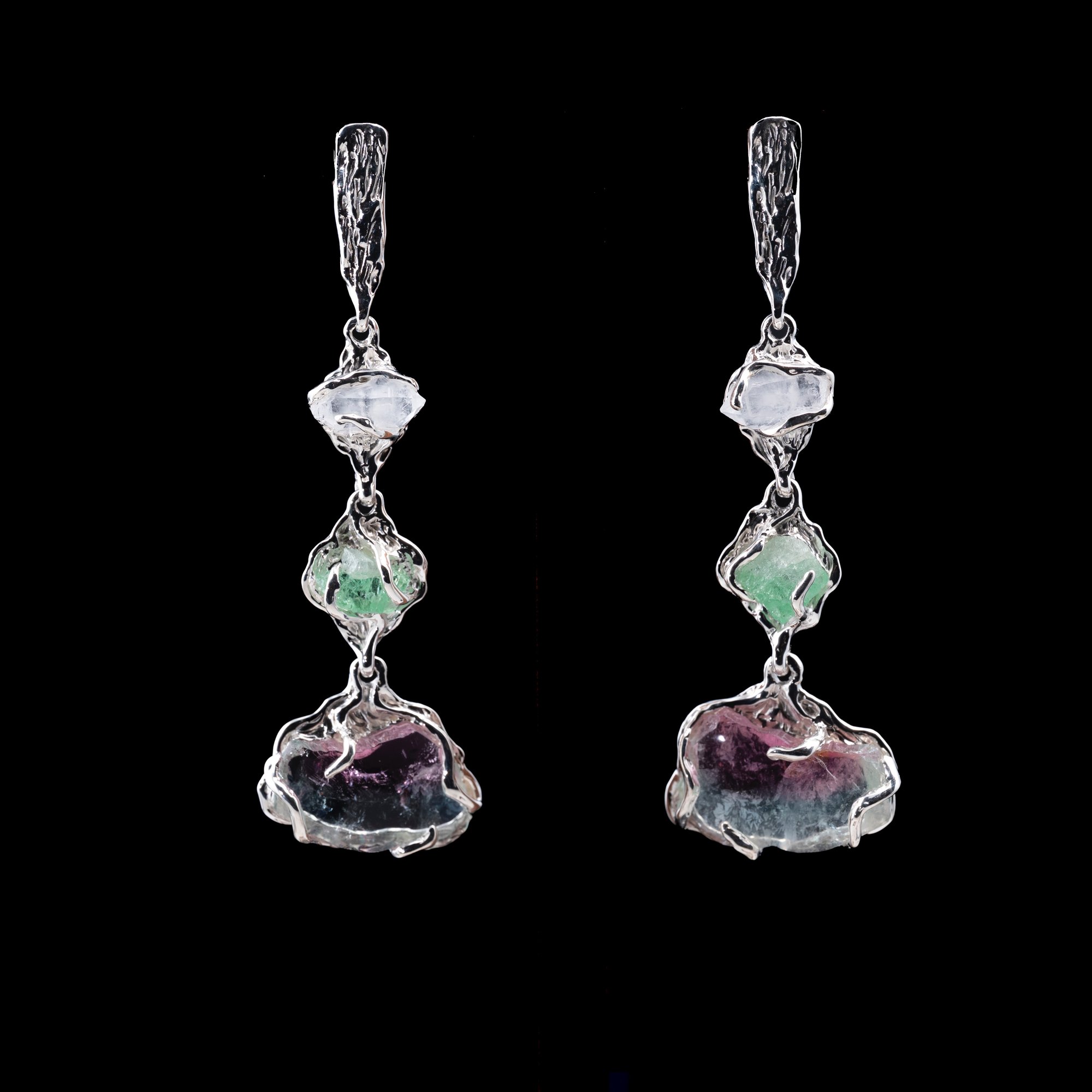 Сережки з кавуновими турмалінами