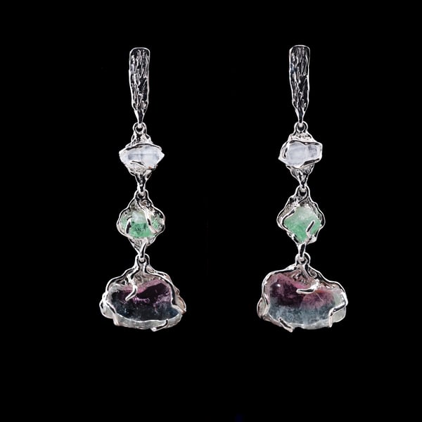 Сережки з кавуновими турмалінами