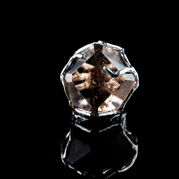 Каблучка з димчастим кварцом