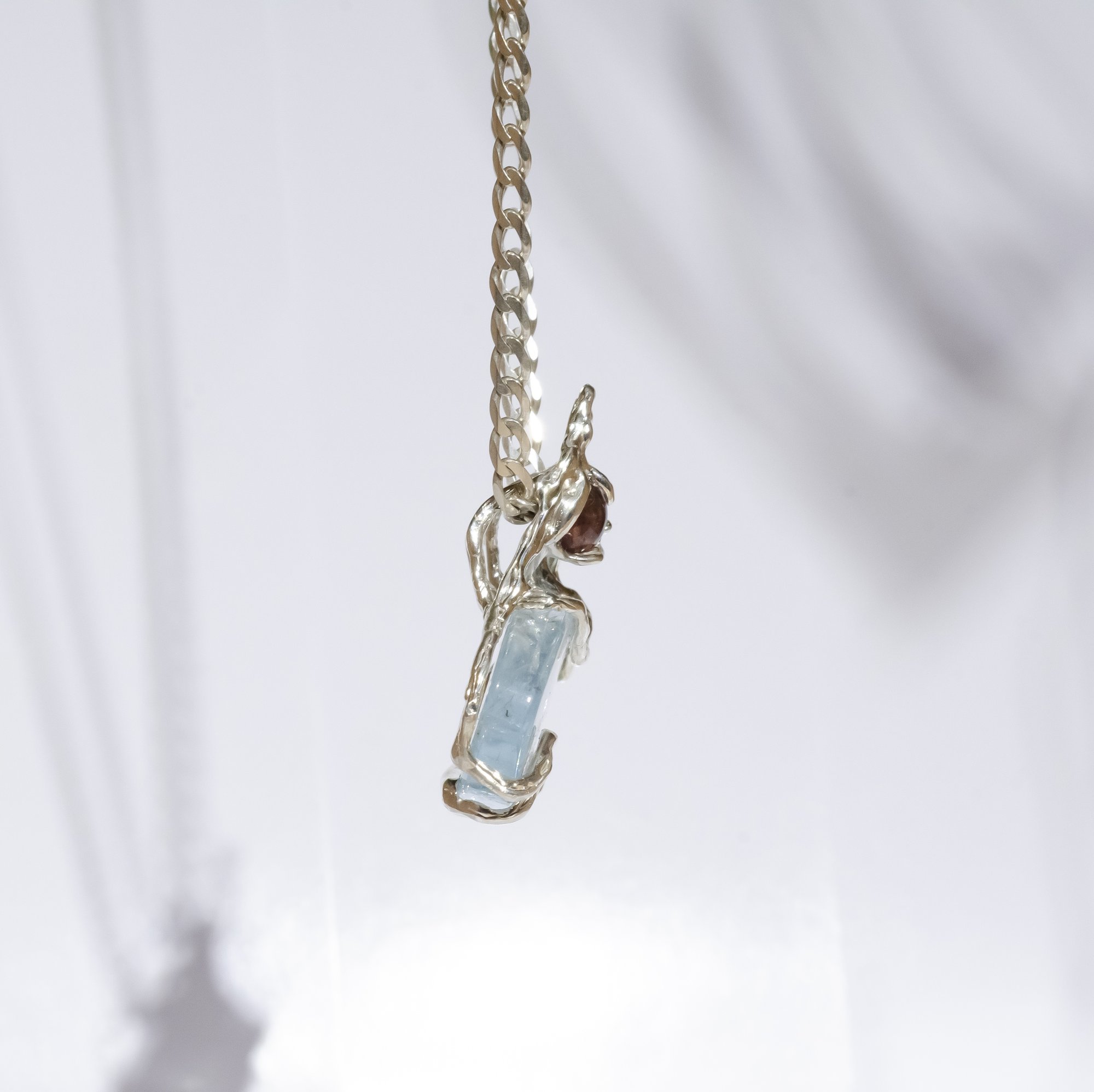 Кулон з блакитним топазом та турмаліном - зображення 3