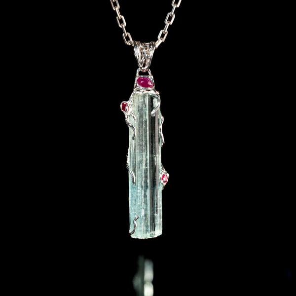 Aquamarine and Ruby Pendant