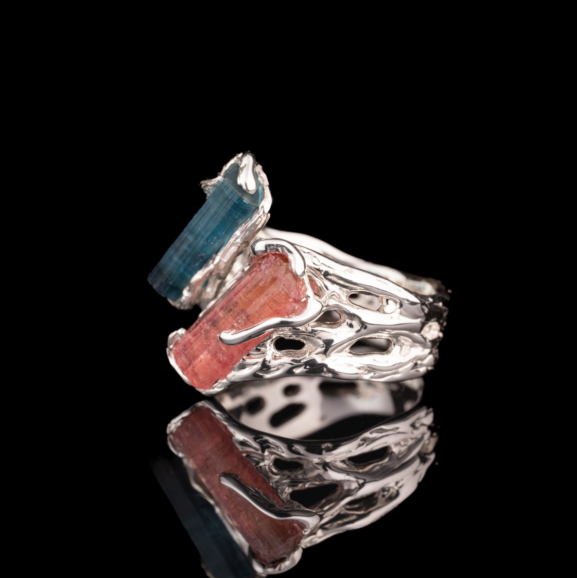 Каблучка з індиголітом та рубелітом - зображення 3