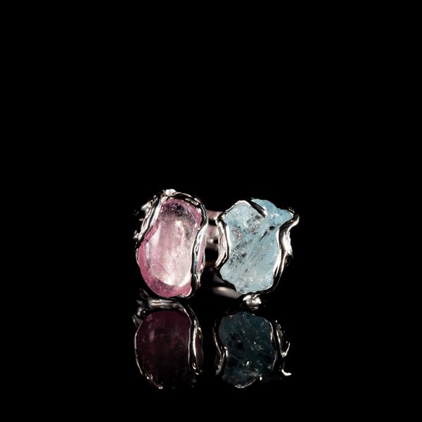 Ring with Tourmaline and Aquamarine