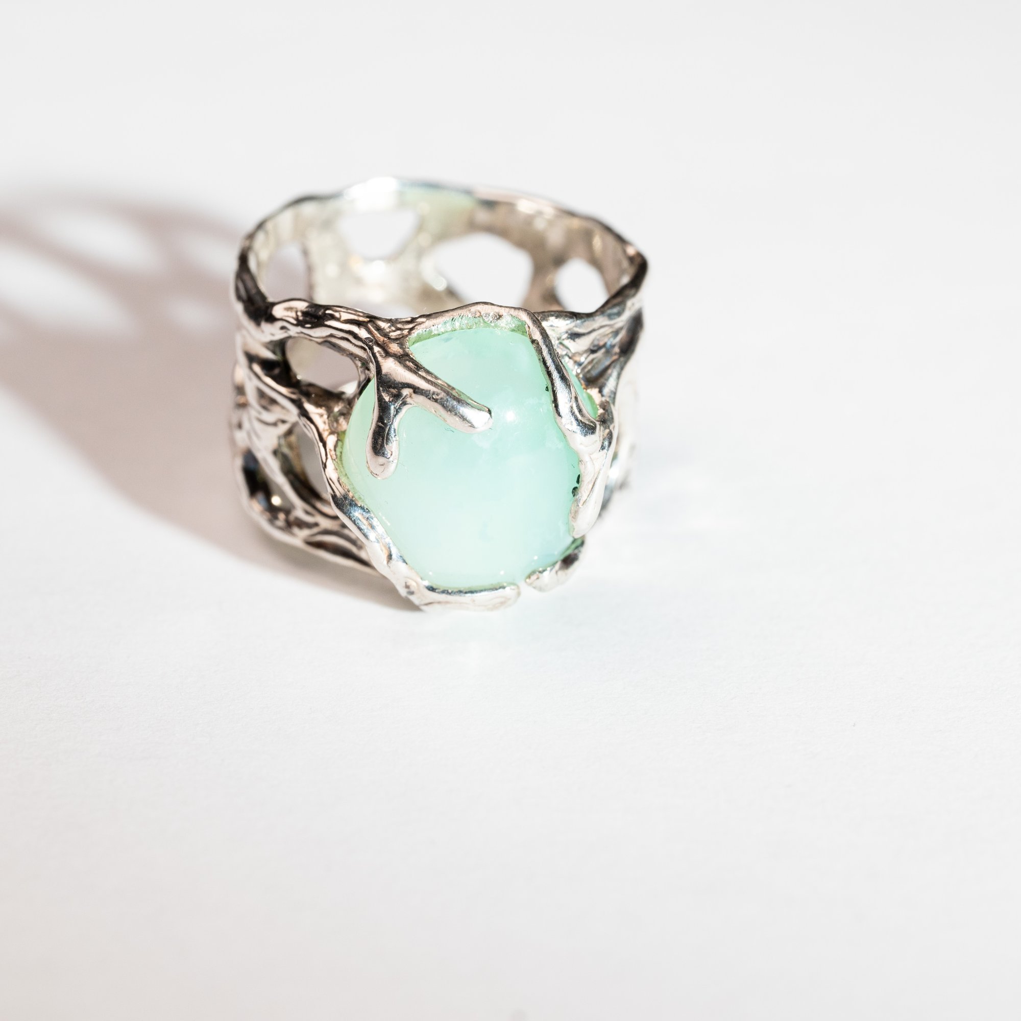 Каблучка з хризопразом