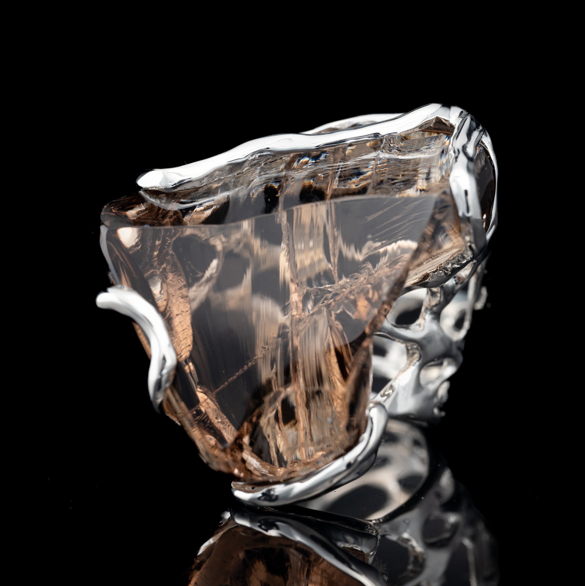 Каблучка з димчастим кварцом