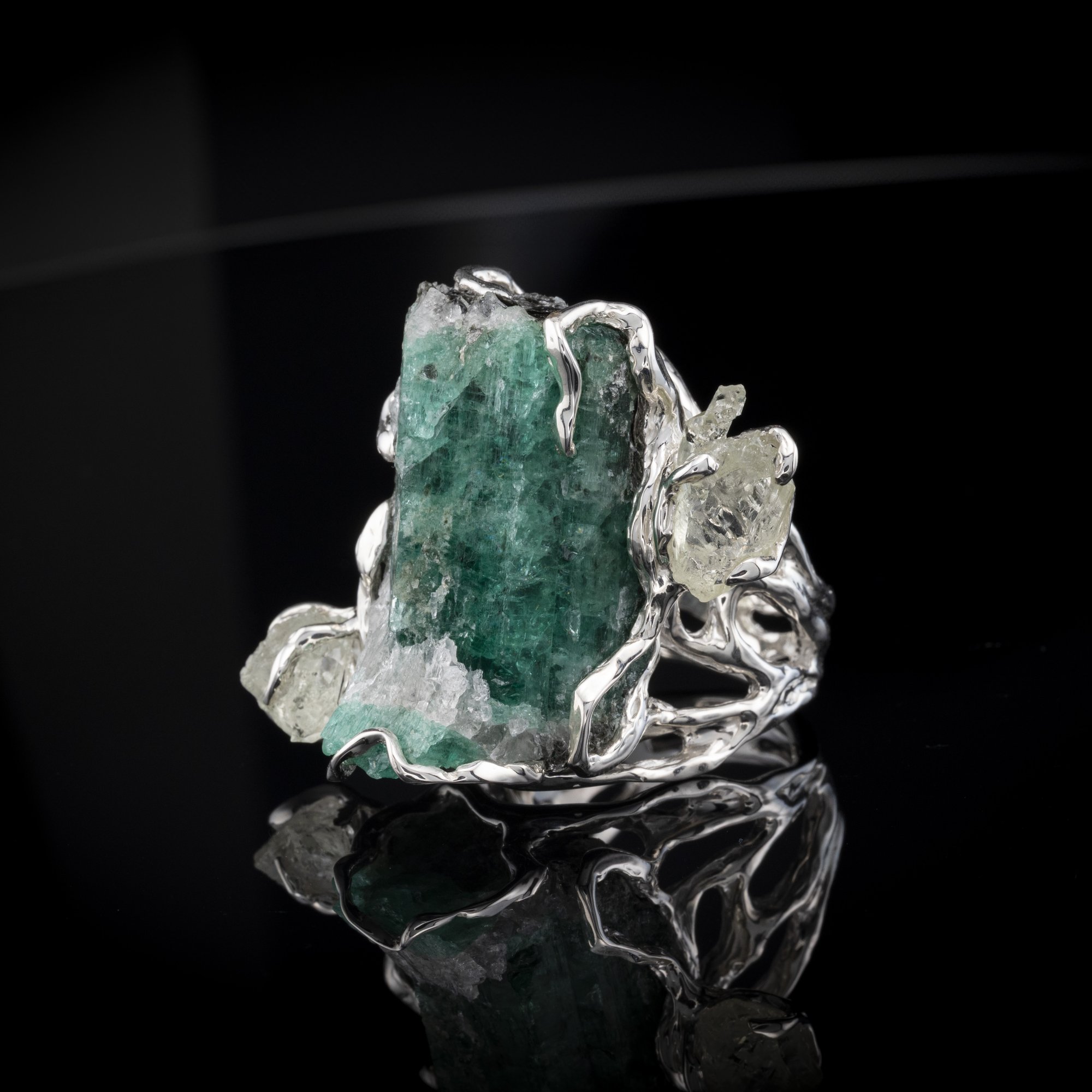 Каблучка з смарагдом та геліодорами - зображення 2