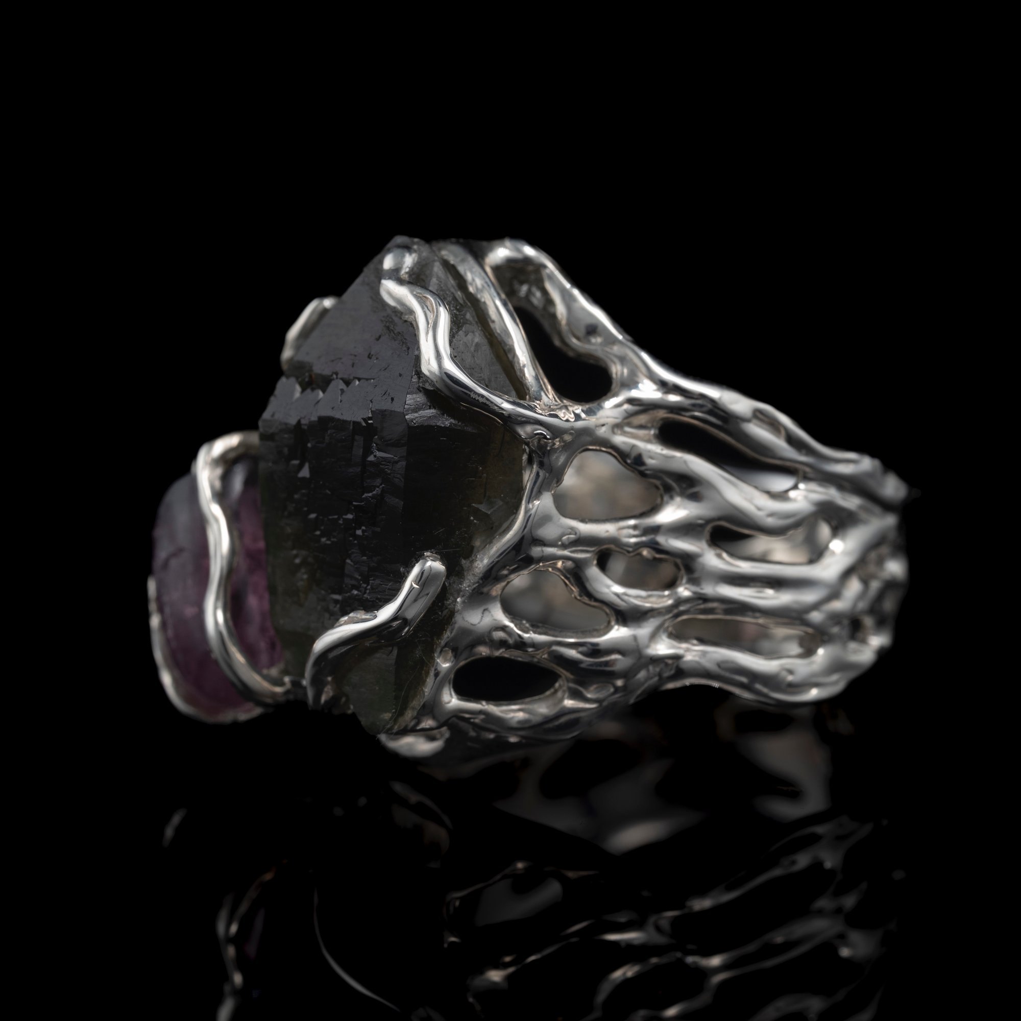 Каблучка з кварц празем та рубелітом - зображення 2